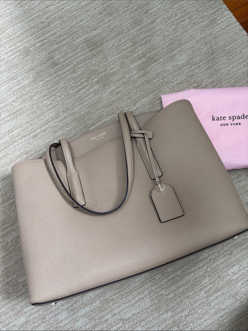 kate spade Pebbled Leather Tote in Taupe